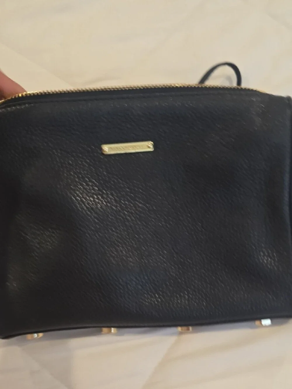 Rebecca Minkoff Black Crossbody with Gold Chain & Triple Zips - Picture 3 of 5
